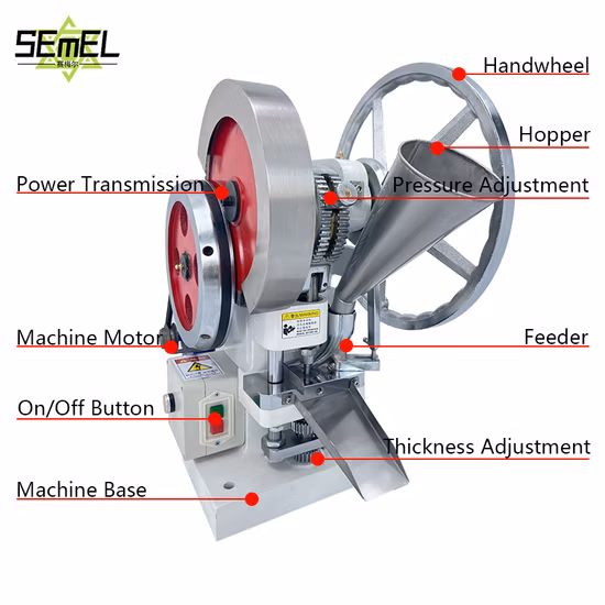 4500 Tablets / Hour Small Single Punch Salt Candy Tablet Press Machine with Customizable